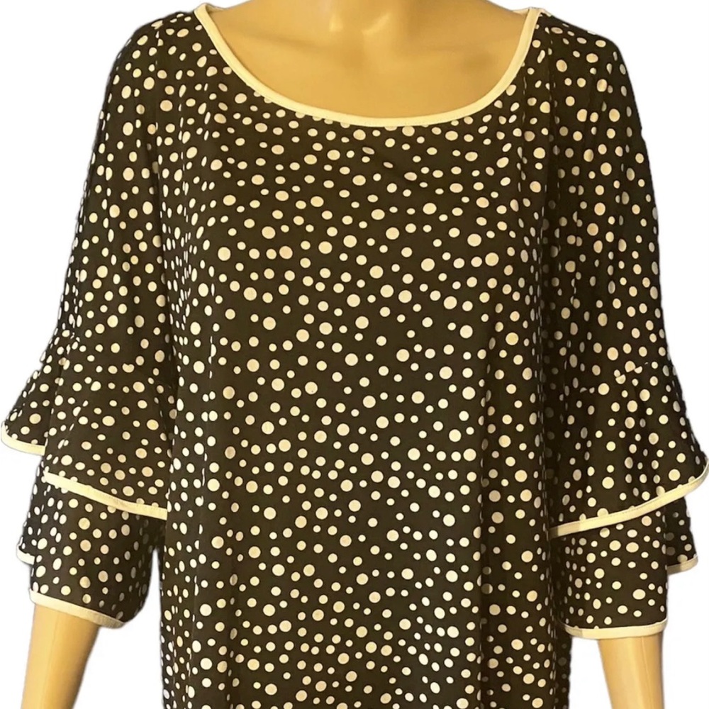 BLUE MOOD BLOUSE Size 3 X Black and White Polka Dot 3/4 Sleeve Pull Over Ladies